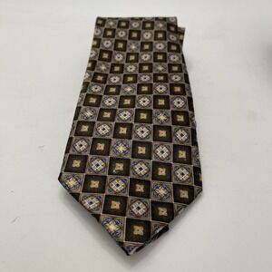 Jos‎ A Bank Square Geometric Brown Silk Tie 3.5" Wide